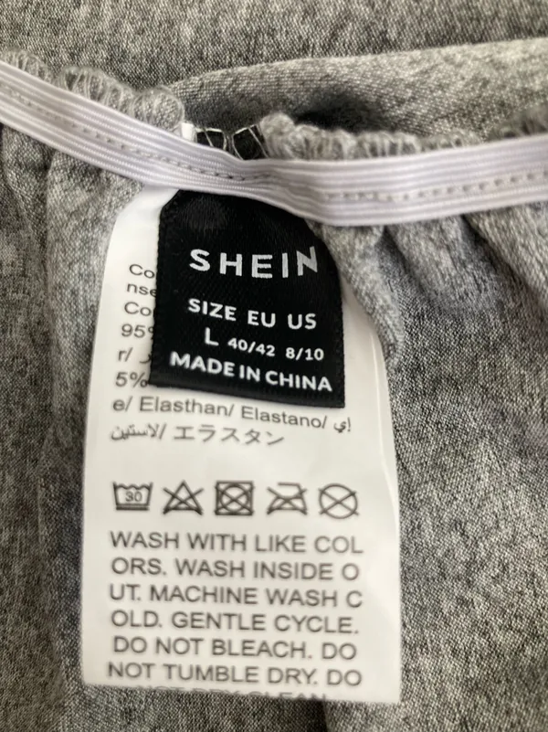 SHEIN Gray Marled Long Sleeve Crop Top Stretch Fitted Casual Size L - Image 5
