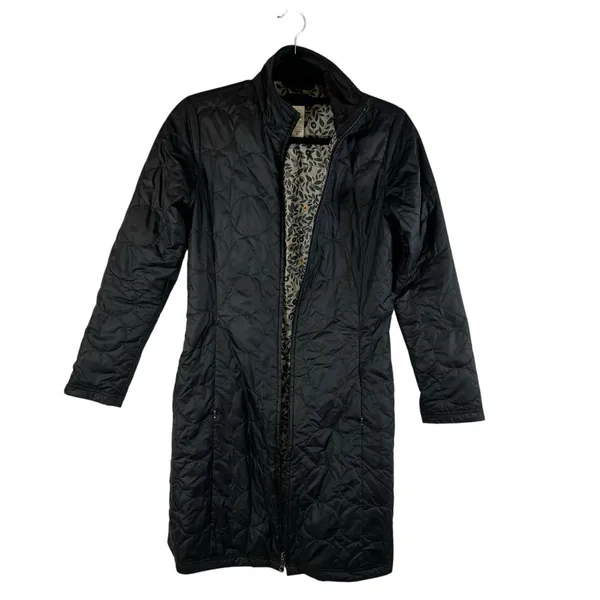 Patagonia Jacket Womens Sz XS Black Quilted‎ Long Insulated MOR Coat Floral - Image 2