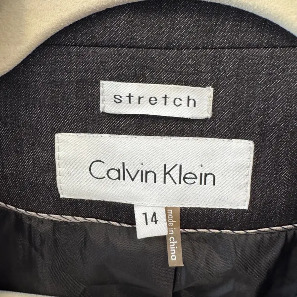 Calvin Klein Stretch Blazer Jacket Charcoal Gray 2 Button Professional Size 14 - Image 7
