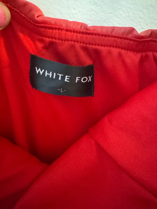 White Fox Boutique red leather strapless dress - Image 5