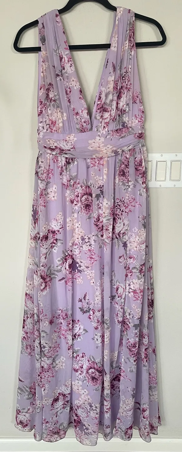 Lulu's Women Garden Meandering Maxi Dress Lavender Floral Very Good Condition M - Image 4