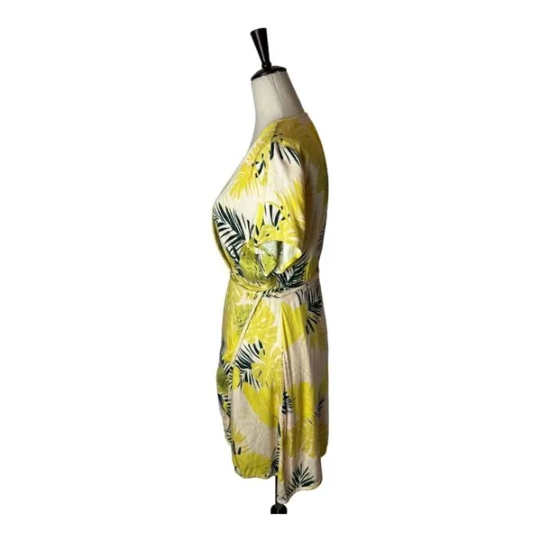 Dress Forum Wrap‎ Dress Womens M Yellow Floral Tropical Short Sleeve Mini - Image 7