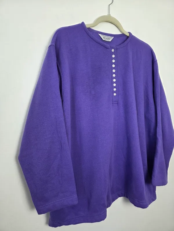 Vintage 80s 90s Blair Henley Top Purple Women Plus 3X Size Grannycore Retro - Image 2