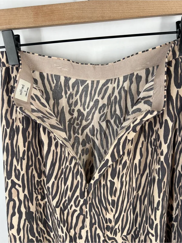 Aritzia Wilfred Cherie Midi Skirt Brown Black Animal Print Size 0 - Image 8