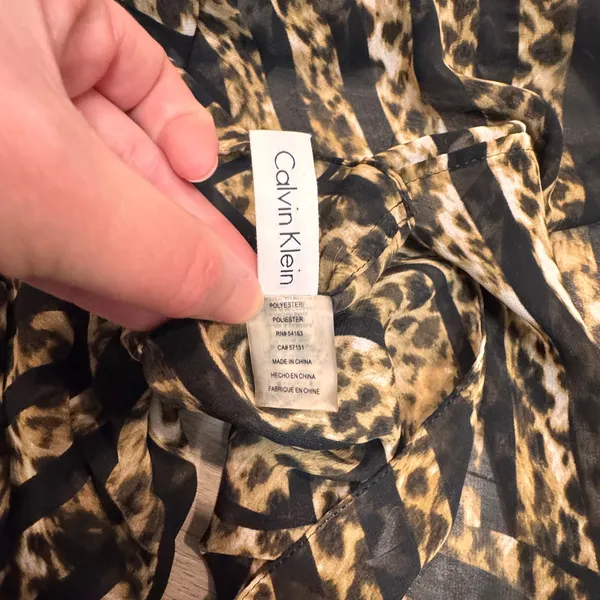 Calvin Klein Infinity Scarf‎ Leopard Print Black Gold Cheetah Zebra Stripes - Image 4