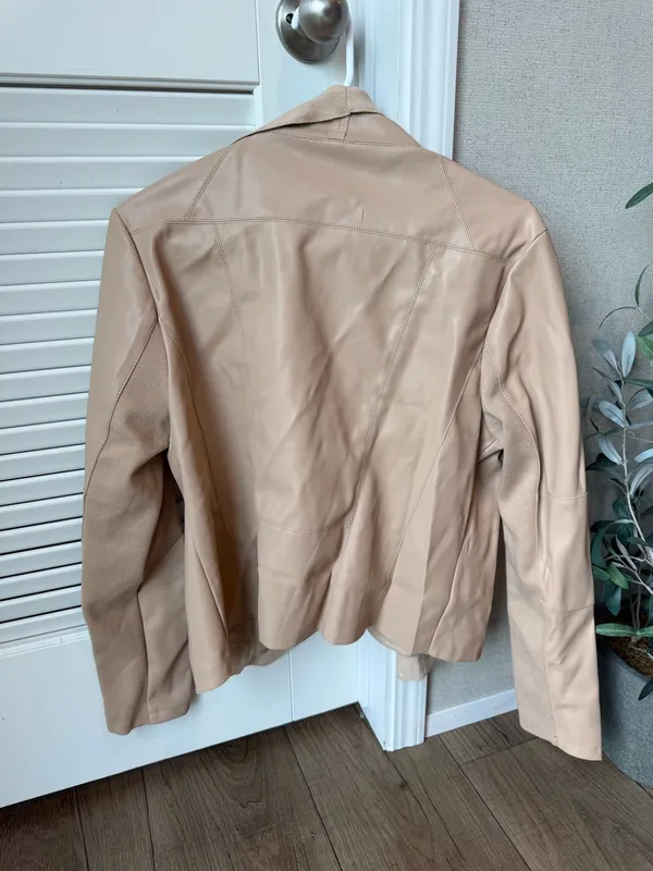 Bagatelle Faux Leather Jacket Tan - Image 4