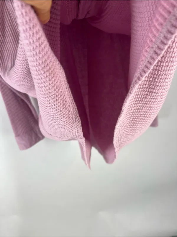 J.Jill Waffle‎ Knit Button Down Shirt Pink Cotton Shacket XL - Image 7