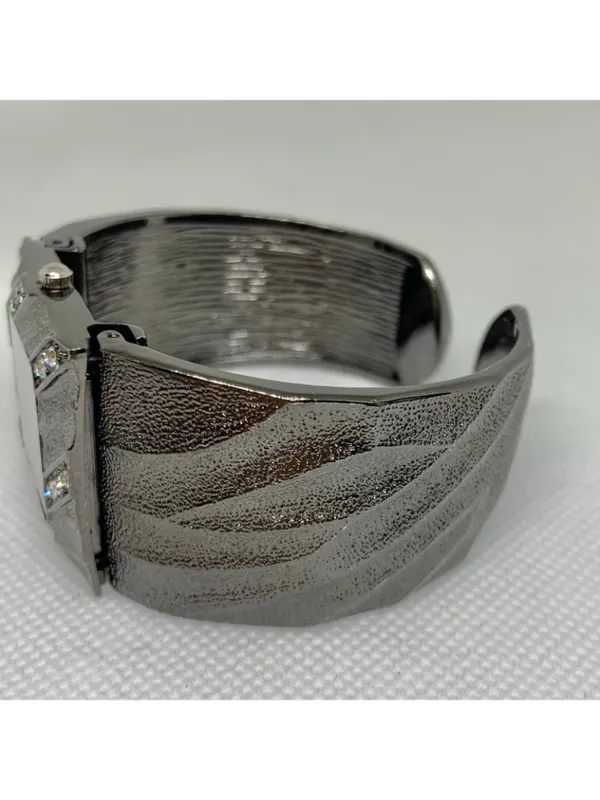 Studio women’s cuff bracelet watch black tone 29mm quartz analog size 7” running - Image 3