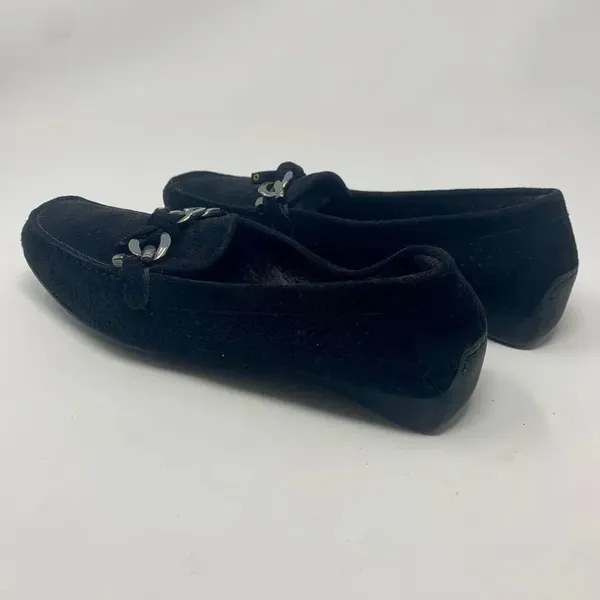 Stuart Weitzman‎ Black Suede Perforated Loafers - Image 8
