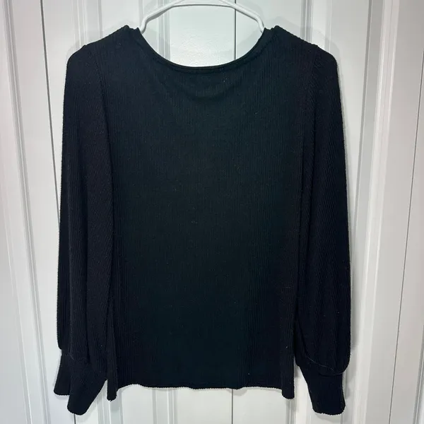 Nation LTD Top Womens Medium Black Ribbed‎ Scoop Neck Long Sleeve Tencel Blend - Image 4