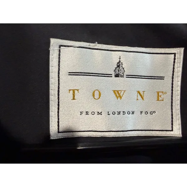 Towne from London Fog Black Hooded Parka Jacket Large Regular Full Zip Coat - Image 2