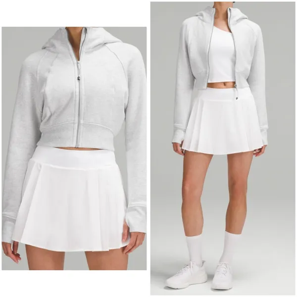 Lululemon Scuba Full-Zip Cropped Hoodie Gray Athletic Workout - Image 3