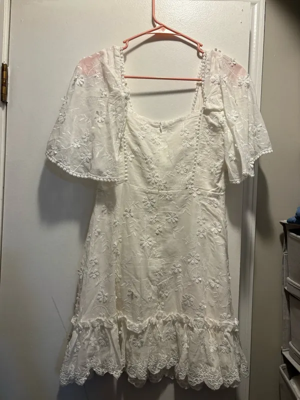 Hello Molly Showpo White Lace Flutter Sleeve Mini Dress - Image 4