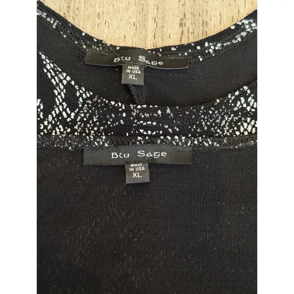 Blu Sage Two Piece Cardigan Tank Set Black Sparkle Silver Snake Print Womens XL - Image 12
