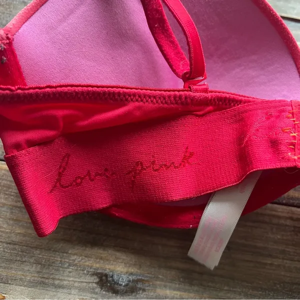 Victoria’s Secret PINK Red Wear Everywhere Super Push Up Bra Size 32C - Image 3