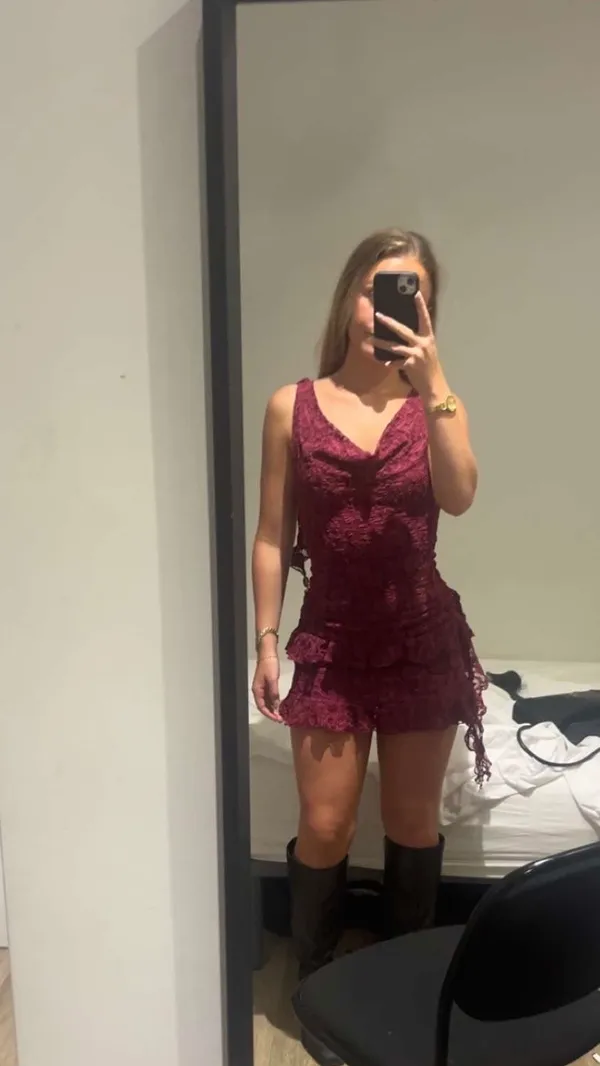 Bershka lace burgundy set  - Image 3