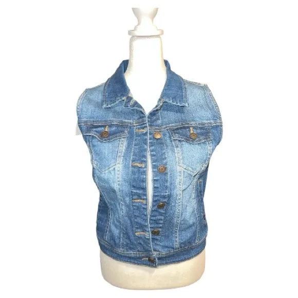 En Jean Stylish Blue Denim Vest Size M - Image 6