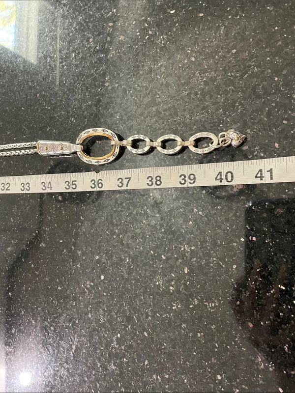 Vintage Brighton Silver-Tone Heart Charm Adjustable Chain Belt - Image 9