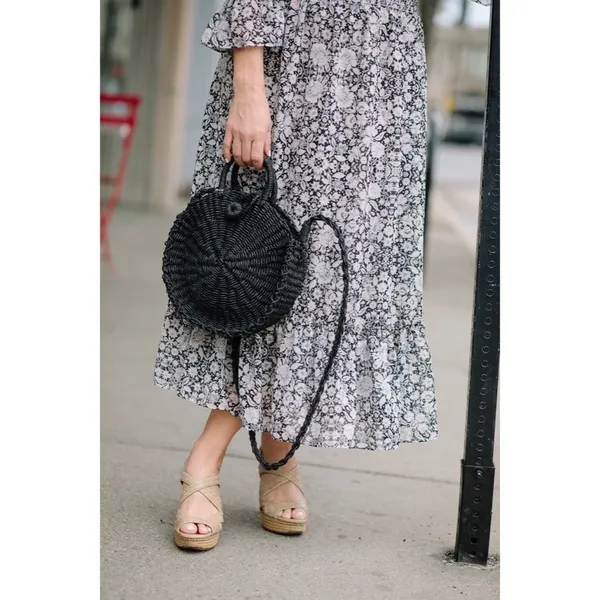 MISA Los Angeles Floral Smocked Midi Dress Black Gray Pink‎ Off Shoulder X-Small - Image 8