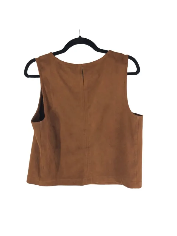 Banana Republic Womens Shell Tank Top Faux Suede Sleeveless Brown M - Image 2