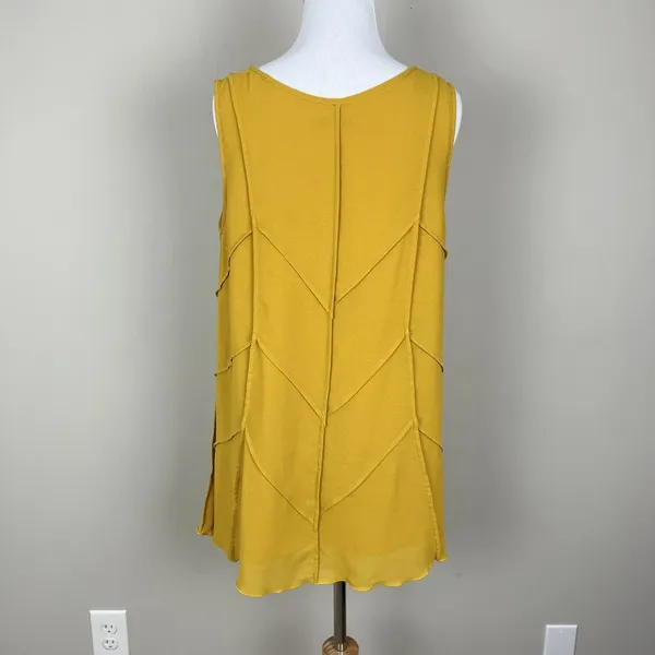 John Mark Tunic Top Womens Medium Yellow Sleeveless Boho‎ Swing Tank Layered Hem - Image 7