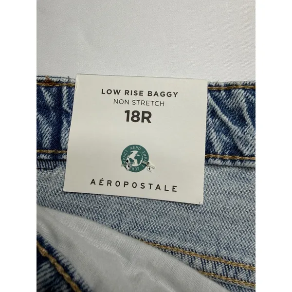 Aeropostale Low Rise Baggy Distressed Light Wash Jeans 18R Y2K Skater Jeans - Image 7