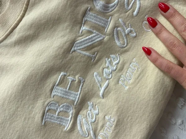 Sporty & Rich Light Yellow "BE NICE" Crewneck Sweater - Image 5