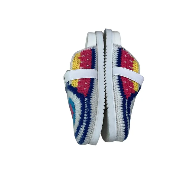Azalea Wang Murphey‎ White Multi Crochet Granny Square Platform Mules Clogs 7 - Image 5