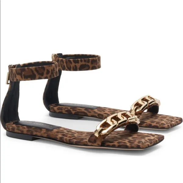 NEW GOOD AMERICAN Ankle Strap Sandal In  Leopard - Image 3