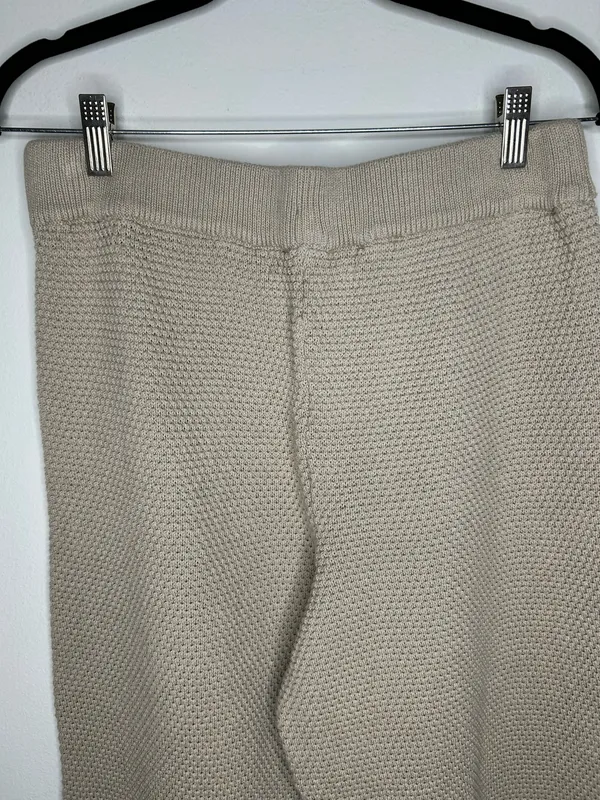 Free People Beach Knit Hailee Barrel Leg Cotton Pull on Pants Ivory size medium - Image 5