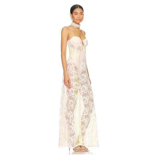 For Love And Lemons Blossom Maxi‎ Lace Dress Gown Women Multi S $359 - Image 3