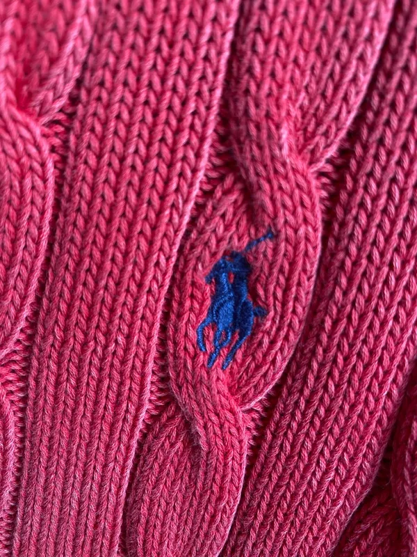 Polo Ralph Lauren 100% Cotton Lightweight Loose Cable Knit Split Hem Sweater S - Image 4