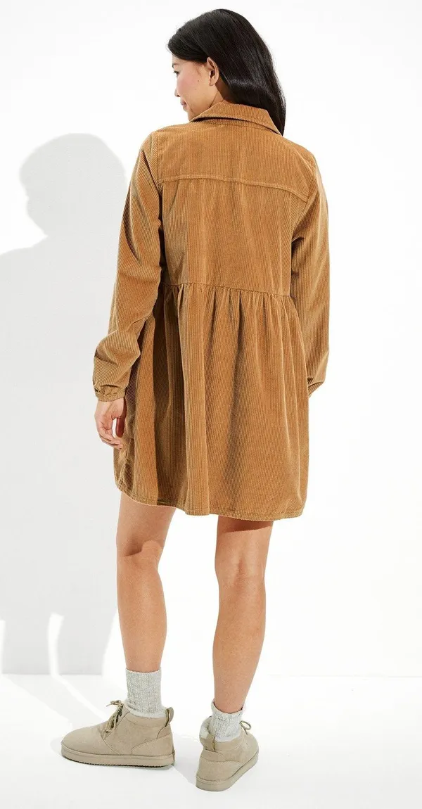 American Eagle CORDUROY BABYDOLL SHIRT DRESS - Image 3