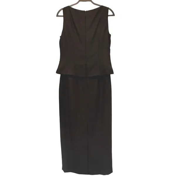 Vintage Jessica Howard Mock 2 Piece Maxi Dress‎ Metallic Brocade Black Gold 10 - Image 8