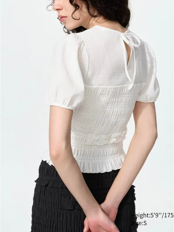 Uniqlo Cecilie Bahnsen Shirring Volume Sleeve T-Shirt NWT White Small - Image 2