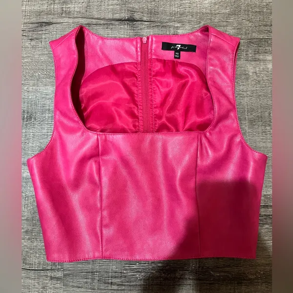 7 FOR ALL MANKIND Vegan Leather Bustier Crop Top - Image 2