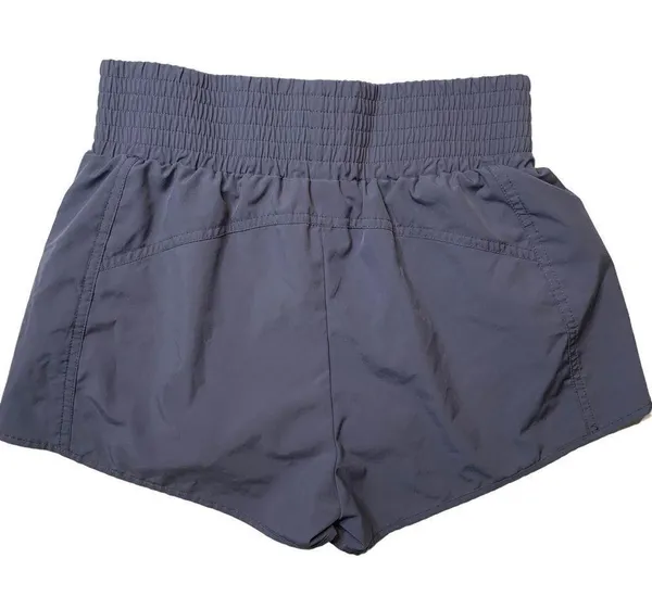 Women’s 𝅺gray- blue smocked high waisted athletic shorts - Image 4