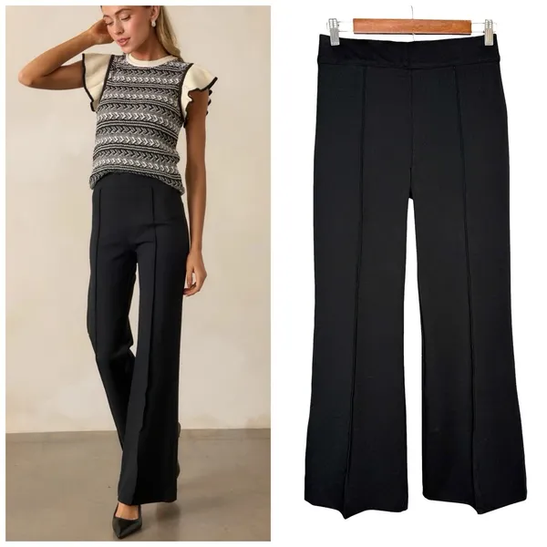 Spanx Pants M SPANXsmooth PerfectFit Black Ponte High Rise Flare Stretch Pull On - Image 2