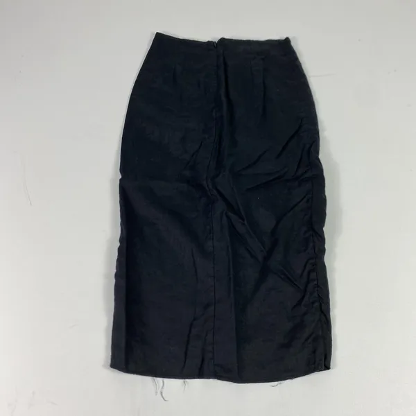 Showpo Skirt Womens 6 Black Linen Pencil High Waist Ruched Slit Midi Lined Party - Image 8