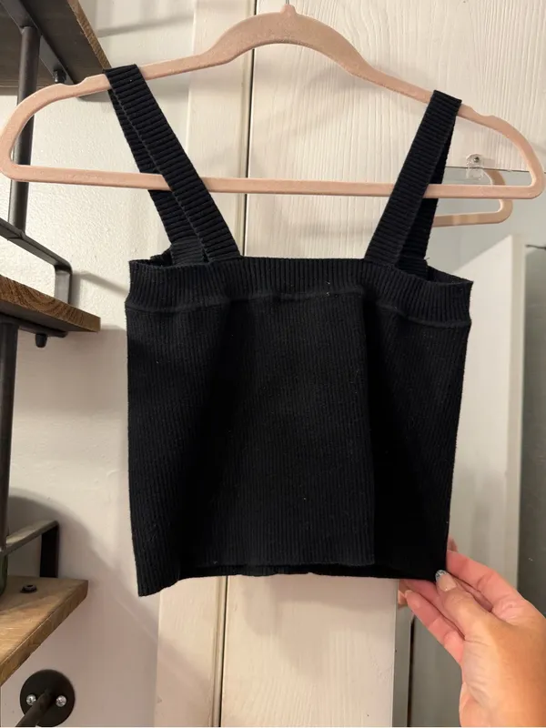 Brandy Melville Black Ribbed Button-Front Tank - Image 4