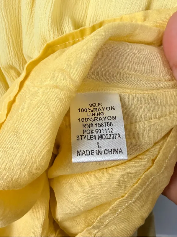 Mable boho yellow sleeveless maxi tiered dress size large - Image 5