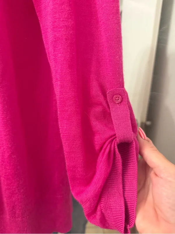 Ann Taylor Fuchsia Button-Front Lightweight Cardigan - Image 4