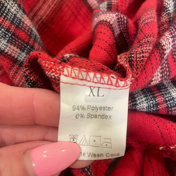 Flannel Jacket With Hood Size XL Red - Image 5