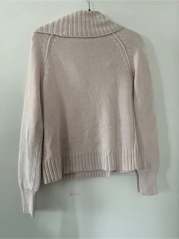 J Crew Blush Pink Asymmetrical Zip Knit Sweater Medium Minimalist Preppy - Image 4