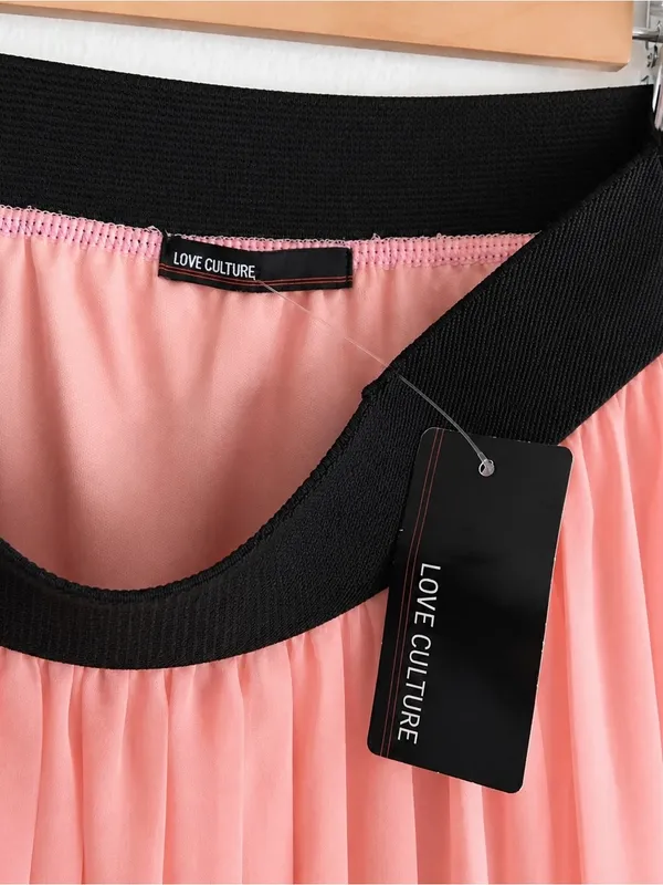 Love Culture Pleated Maxi Skirt in Coral - Image 4