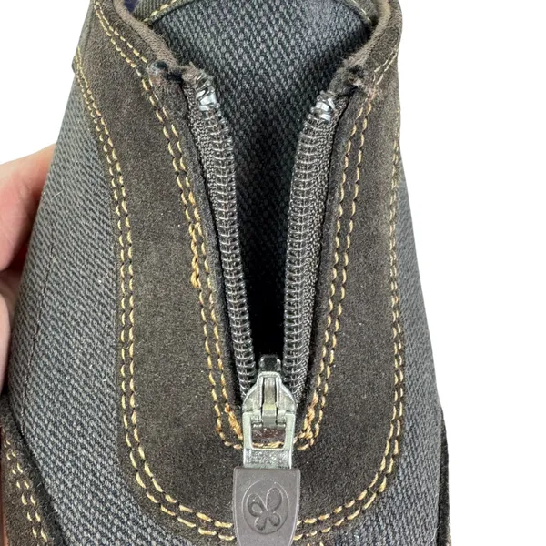 Grasshoppers Brown Suede & Mesh Slip On Zip Up‎ Comfort Flat Shoes Women's 8W - Image 7
