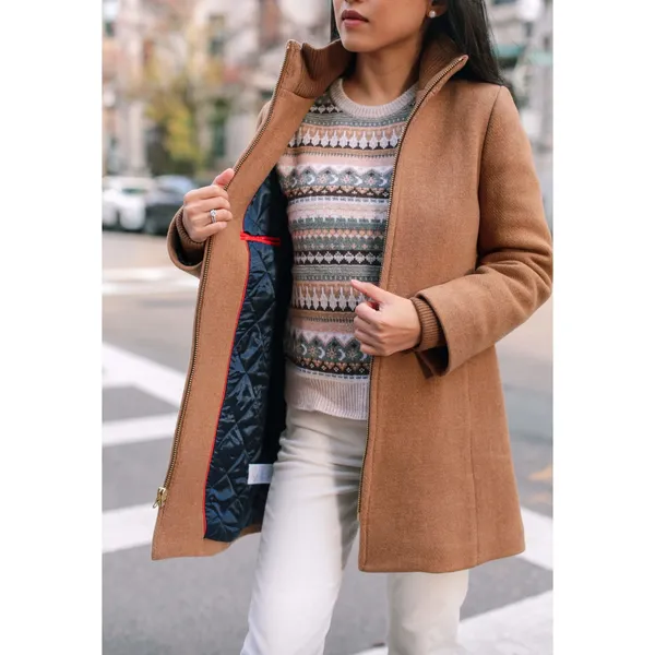 J.Crew Lodge Coat Italian Stadium-Cloth Wool Heather Brown Camel - Image 3