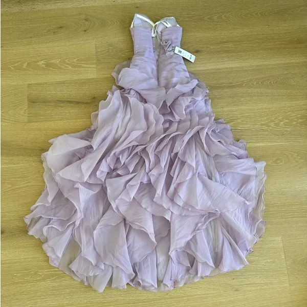 Azazie Mazi Dress Ruffled Sweetheart Neck Christabelle Size US 00 Lilac - Image 5