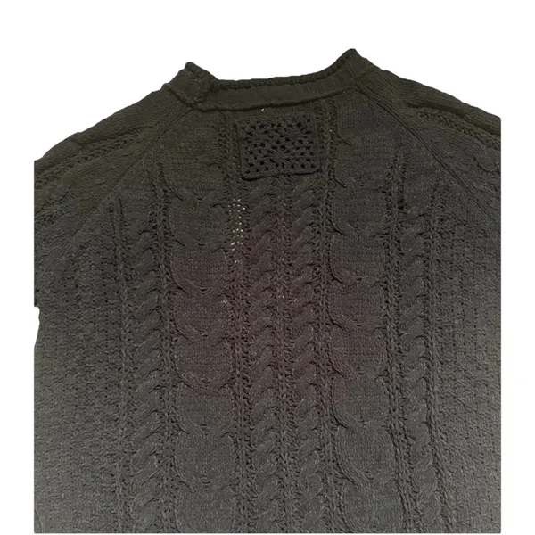 Anthropologie POL Women's Black Chunky Cable Knit Open Front cardigan Size‎ M - Image 7