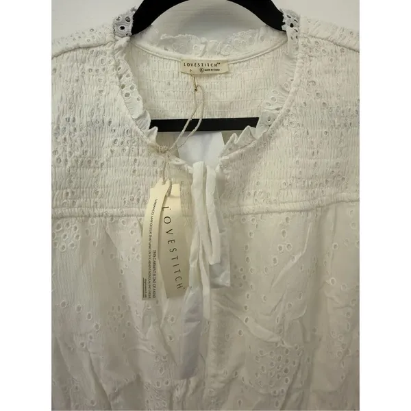 Lovestitch smocked eyelet mini dress Small - Image 5
